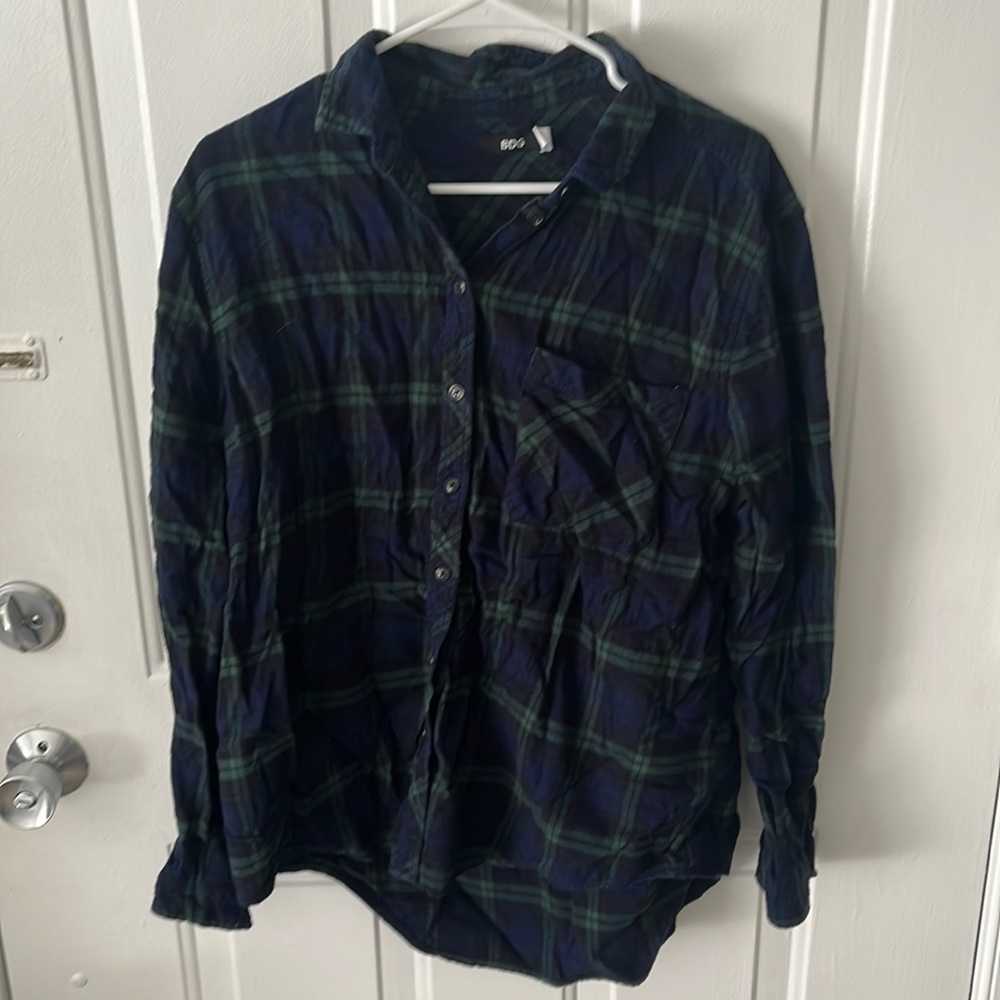 BDG navy and green flannel